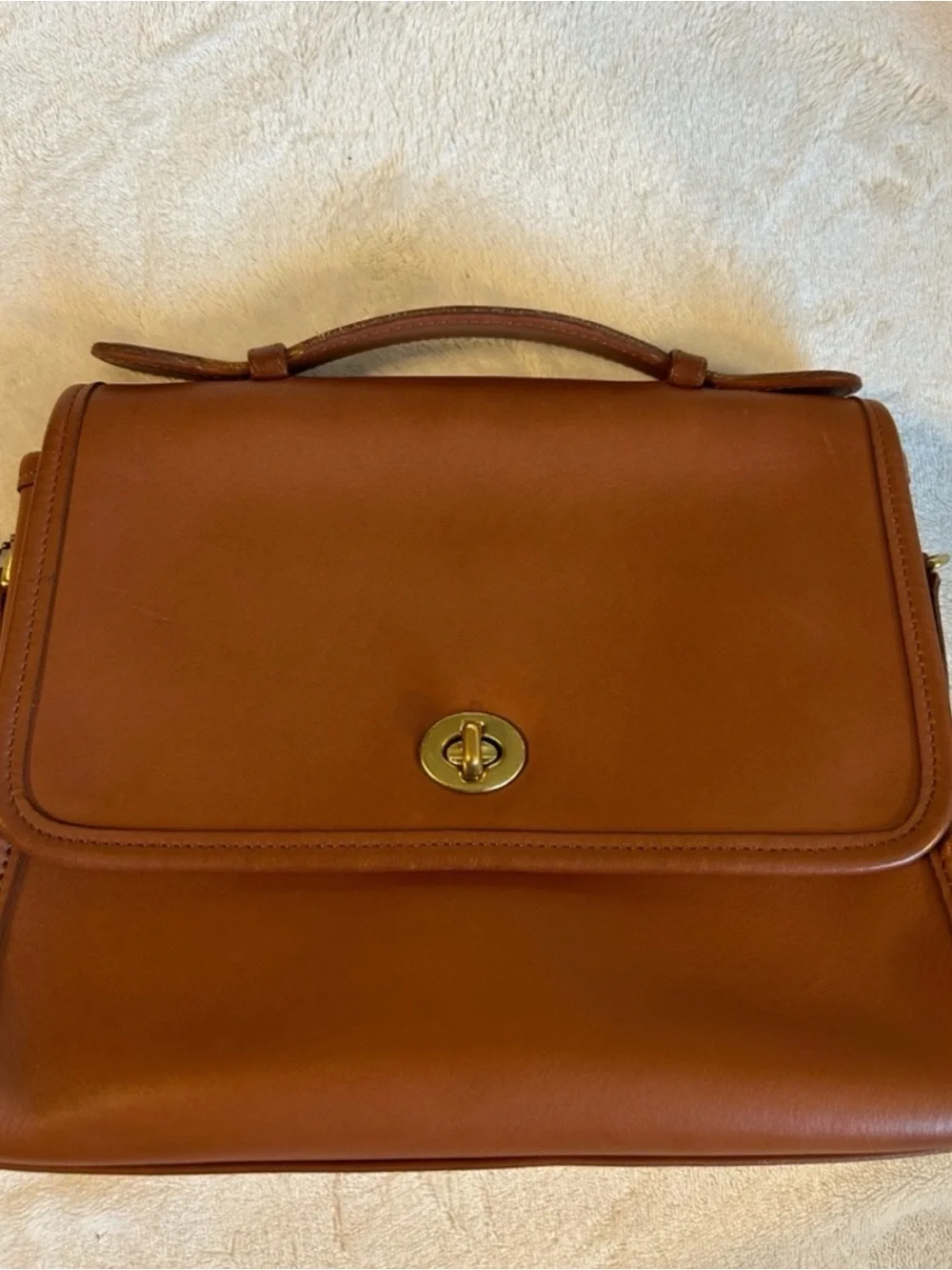 Coach Brown Leather Top-Handle Satchel with Gold Hardware